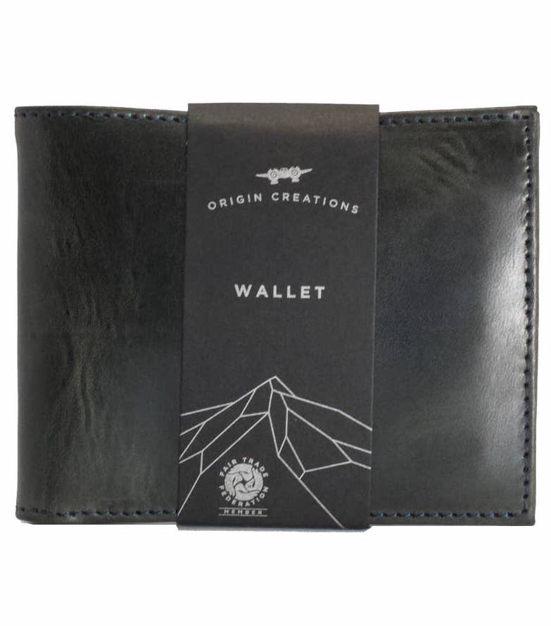 Bifold Leather Wallet in Electric Black