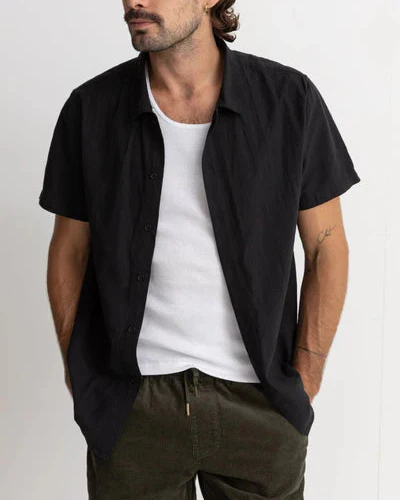 Classic Linen SS Shirt in Black