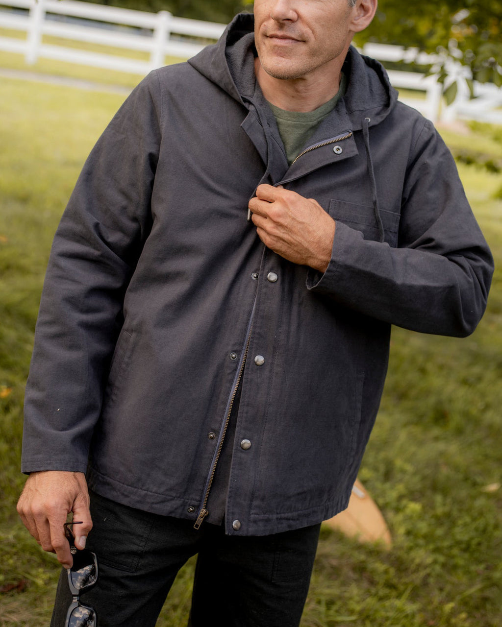 Hooded Deck Jacket in Navy