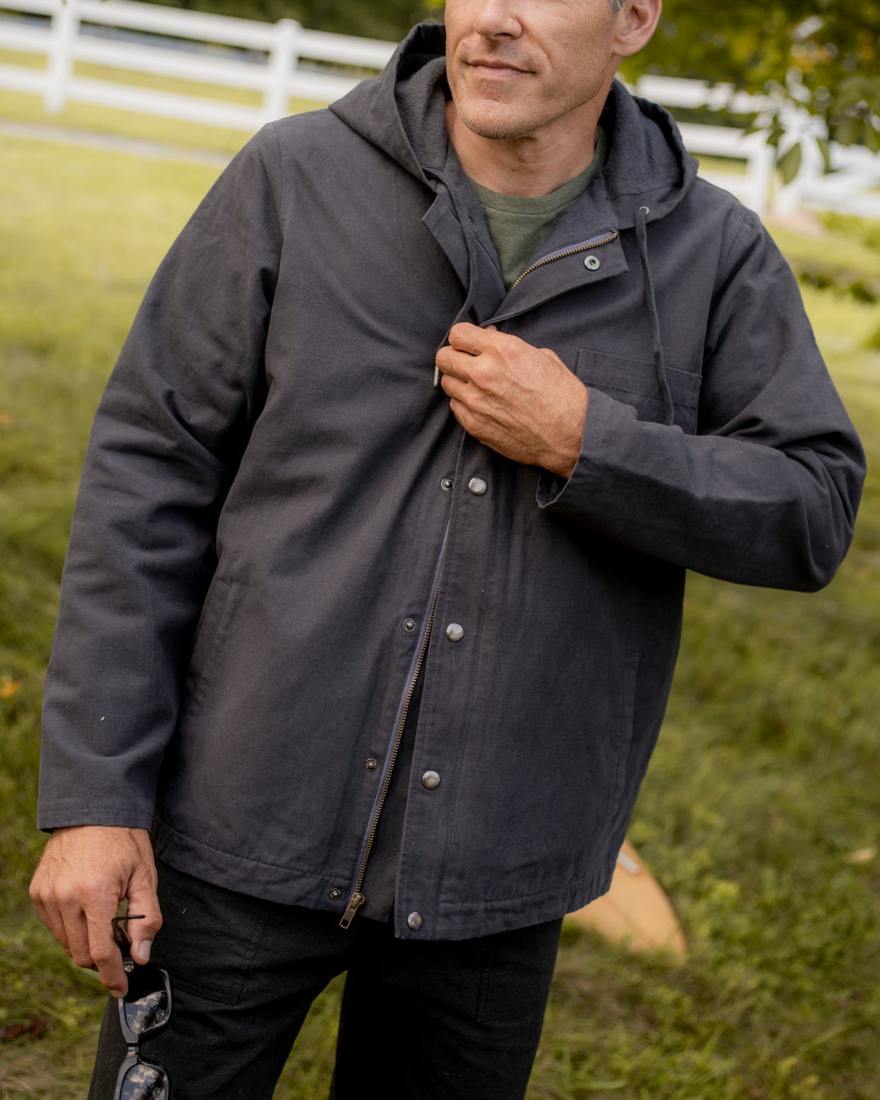 Hooded Deck Jacket in Navy